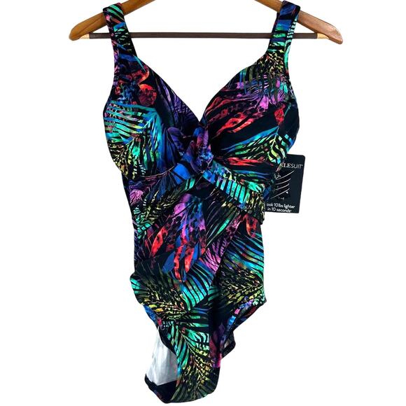 Miraclesuit NWT Tropicat Revele One Piece Swimsuit Multicolor Size 12 Underwire - Picture 3 of 10